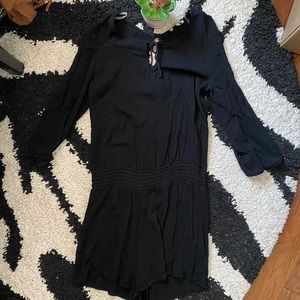 Charlotte Russe Black Romper Long Sleeve Tassel Small